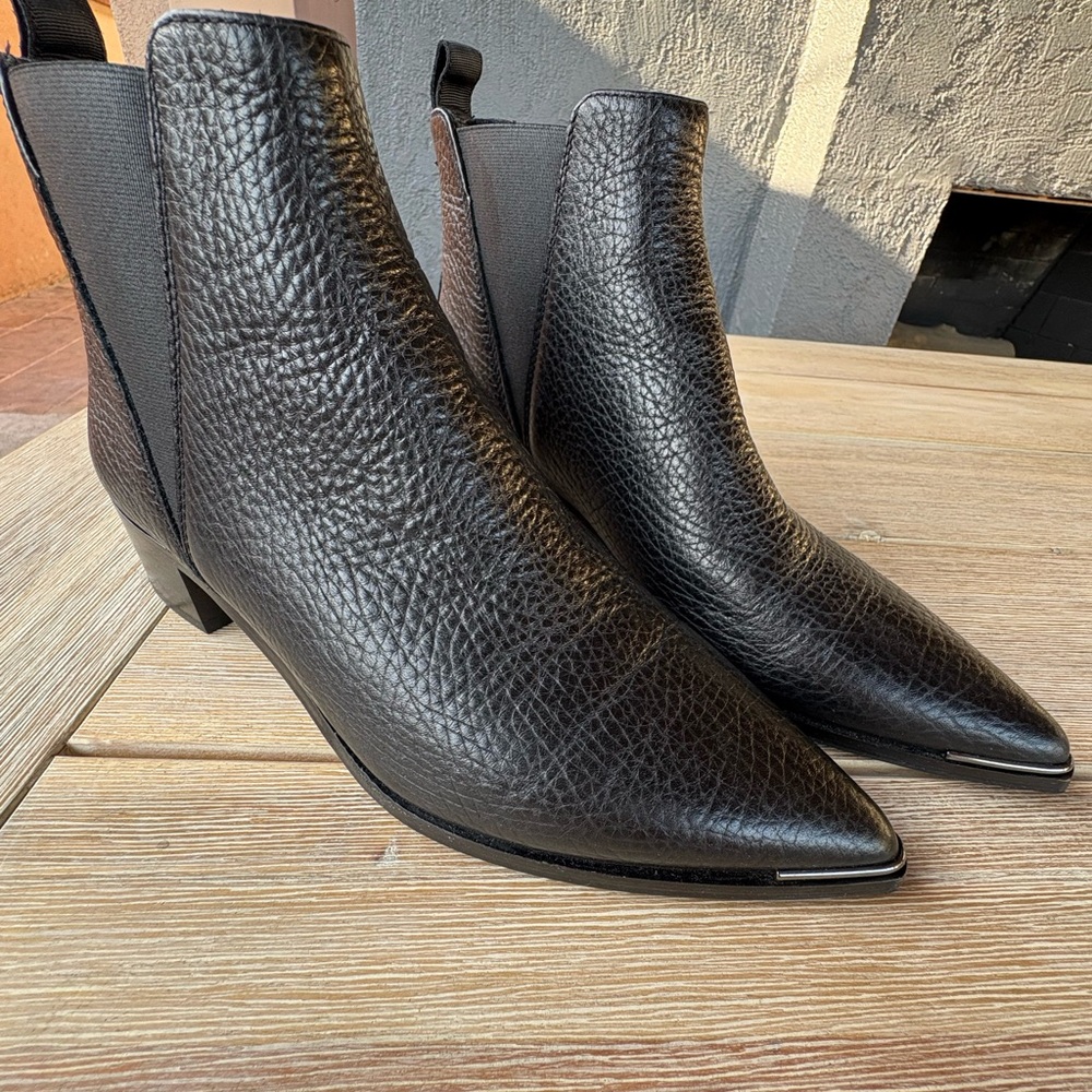 Acne Studios Jensen Pebbled Black Leather Chelsea Ankle Boots